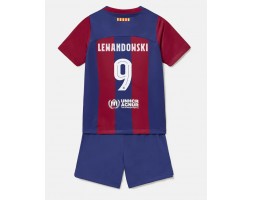 Barcelona Robert Lewandowski #9 Replica Home Stadium Kit for Kids 2023-24 Short Sleeve (+ pants)